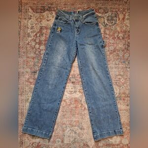 JNCO Women's Straight Leg Blue Jeans with Patch